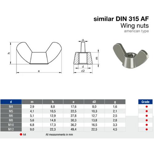 VINGMUTTER M10 ROSTFRI